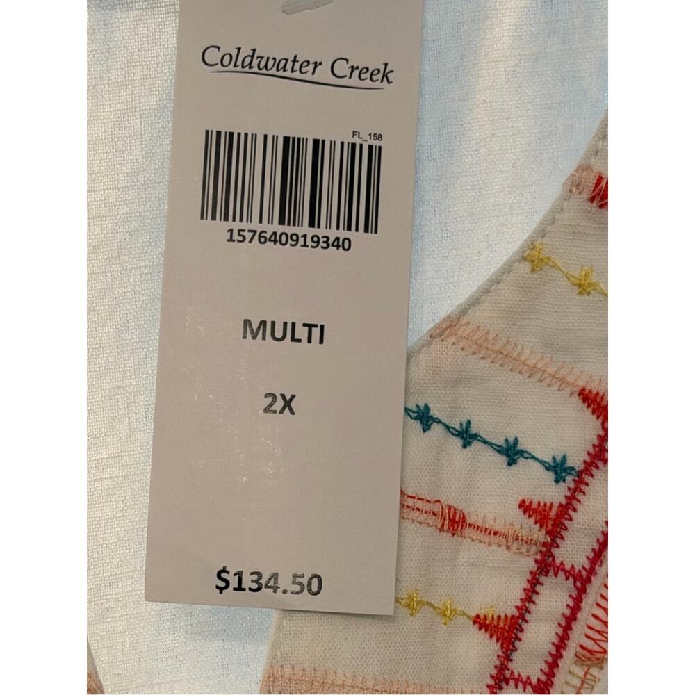 Coldwater Creek NWT Boho Embroidered V-Neck Tunic Multi Patchwork Plus Size 2X - Picture 2 of 8